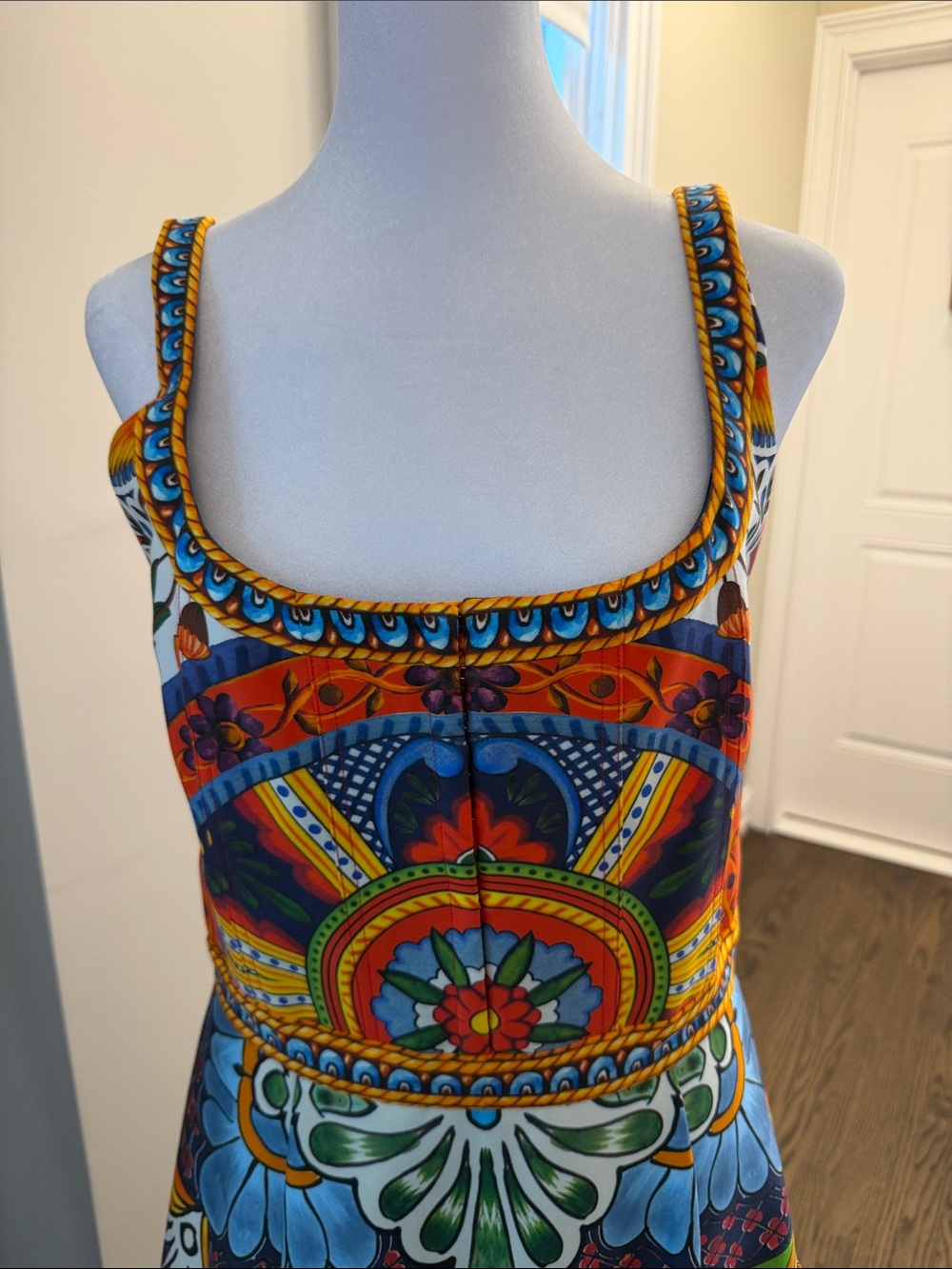 Alice + Olivia Multicolor Mosaic-Print Maxi Dress — Blue, Red, Green, Yellow - Picture 10 of 14